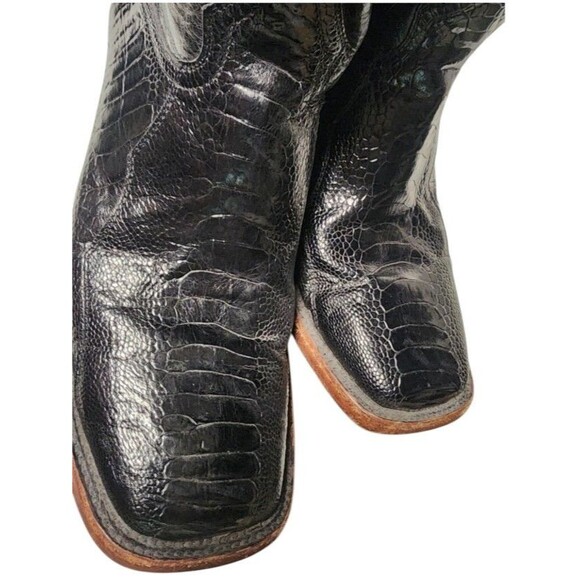 Arango Original Croc Caiman Belly Leather Midnight Black Square Toe Cowboy Sz 11 main image 10